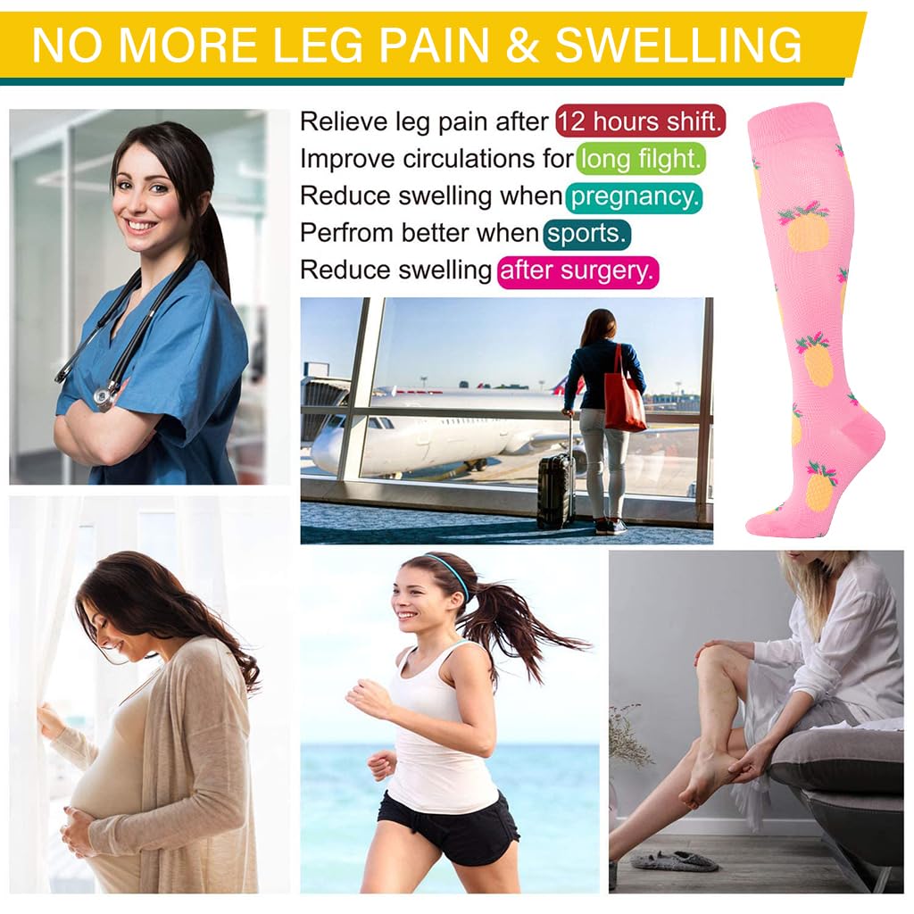 Proberos Women Knee-high Socks Calf Compression Socks Fashion Print Polyester Cotton Breathable Sport Compression Socks Anti-slip Leg Compression Socks for Running, Workout, Training Proberos Women Knee-high Socks Calf Compression Socks Fashion Print Polyester Cotton Breathable Sport Compression Socks Anti-slip Leg Compression Socks for Running, Workout, Training